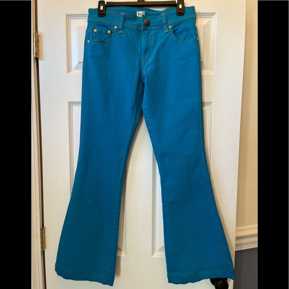 Cache Teal Flare Jeans